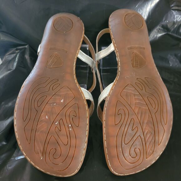 born leather Silver Thong moroccan sandals Stappy Wmns Sz 8 - Picture 6 of 6